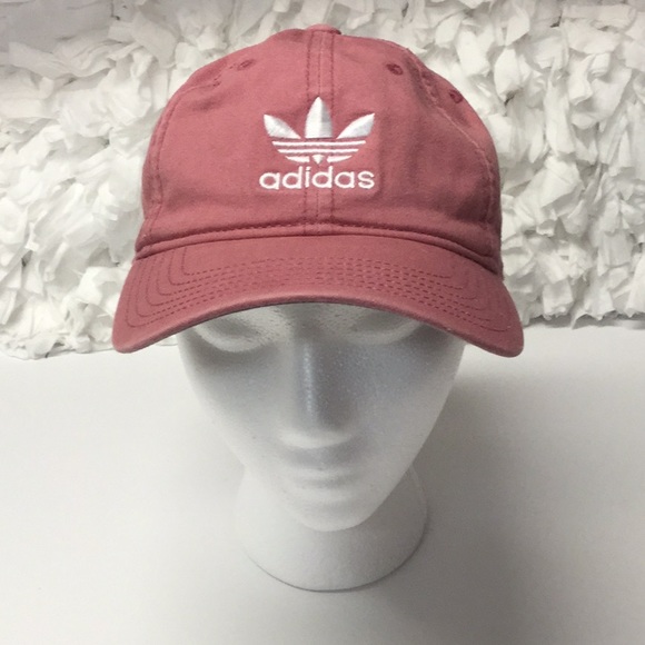 ADIDAS Women’s OSFM Trefoil Hat Baseball Cap Adjustable Dusty Pink White - Picture 1 of 9